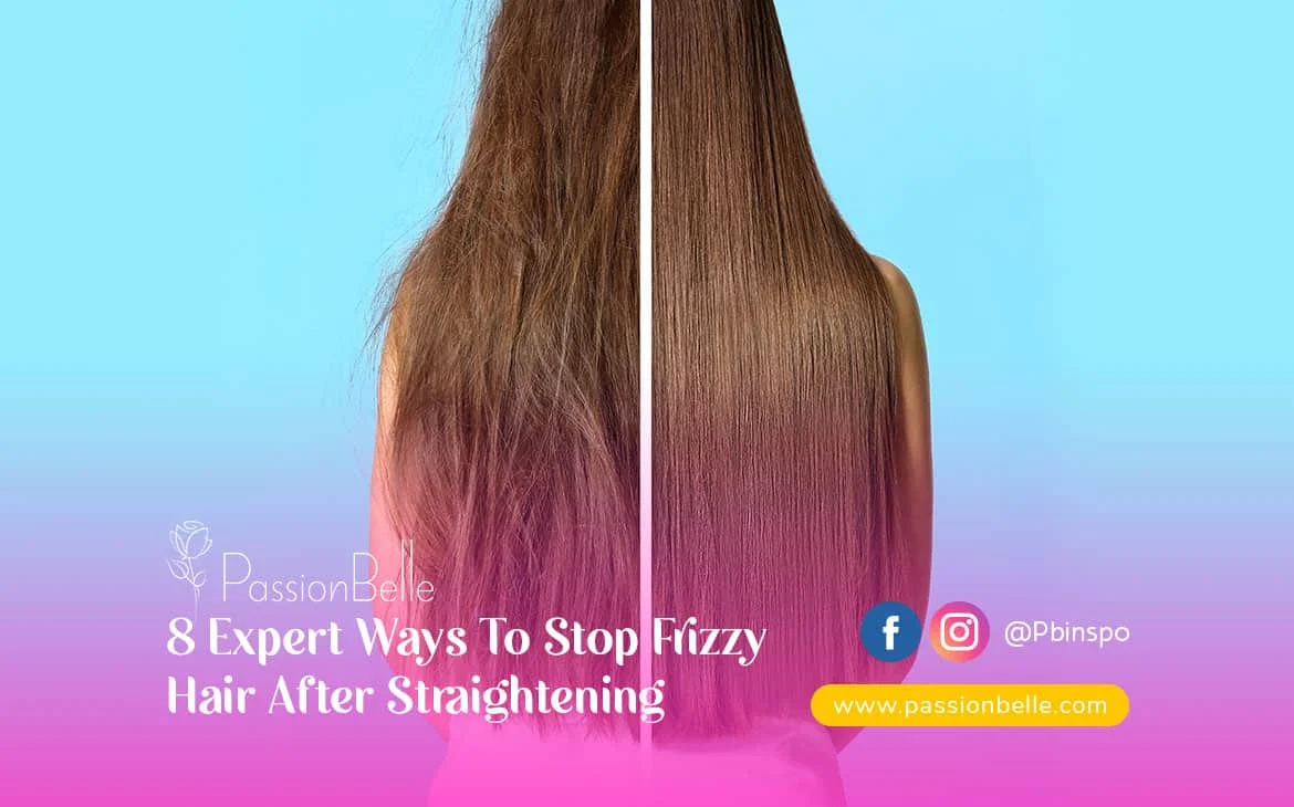 Stop Frizzy Hair After Straightening - Image of frizzy vs straight hair. 